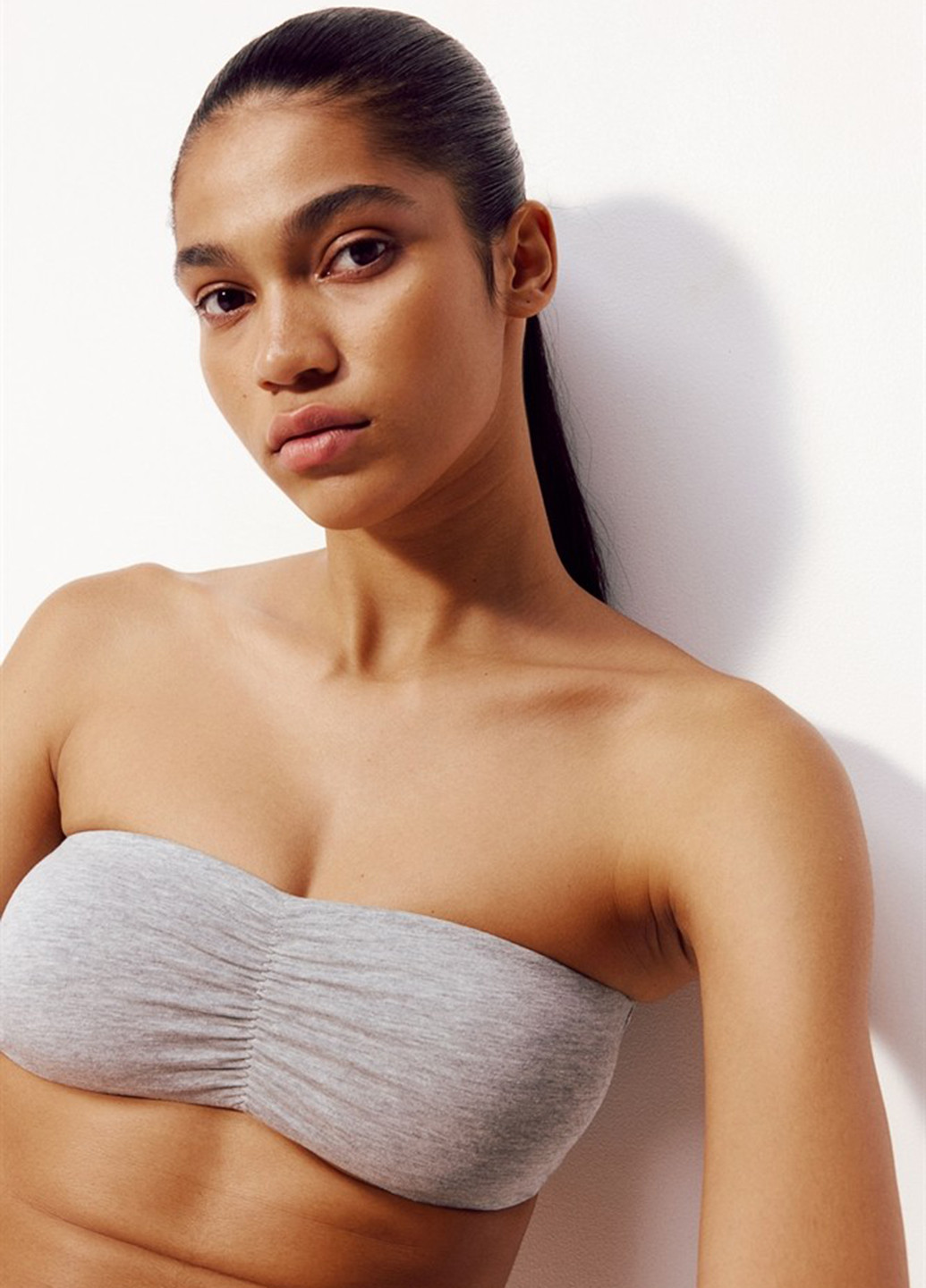 Світло-сірий топ бюстгальтер H&M без кісточок бавовна