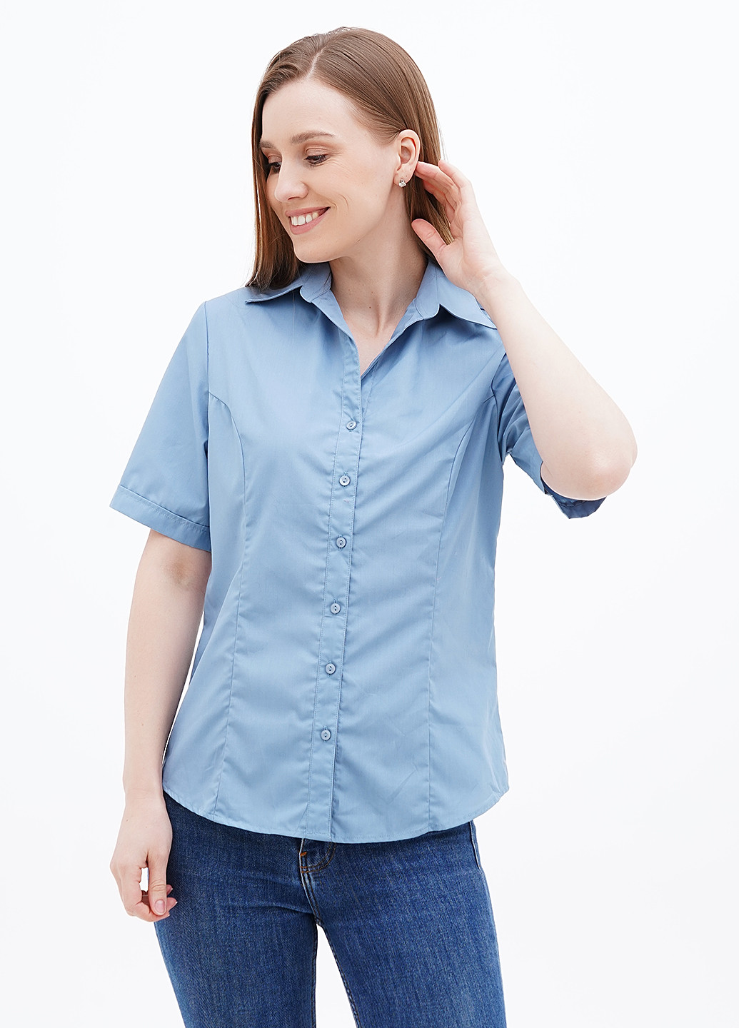 Голубой кэжуал рубашка однотонная Universal