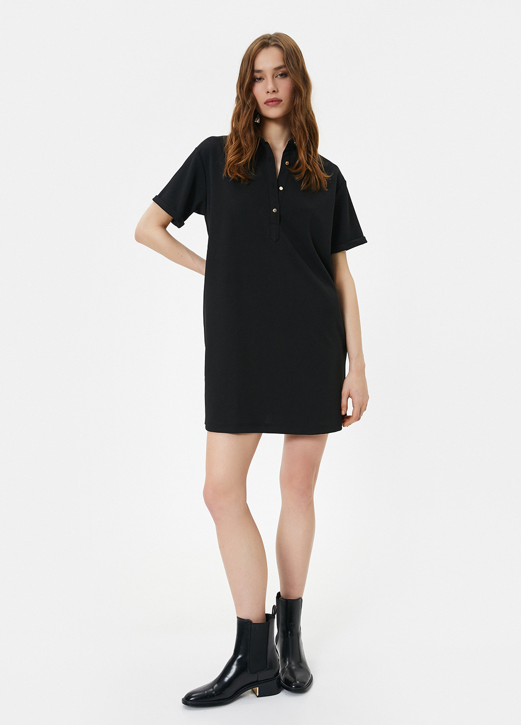 Чорна кежуал сукня поло KOTON однотонна