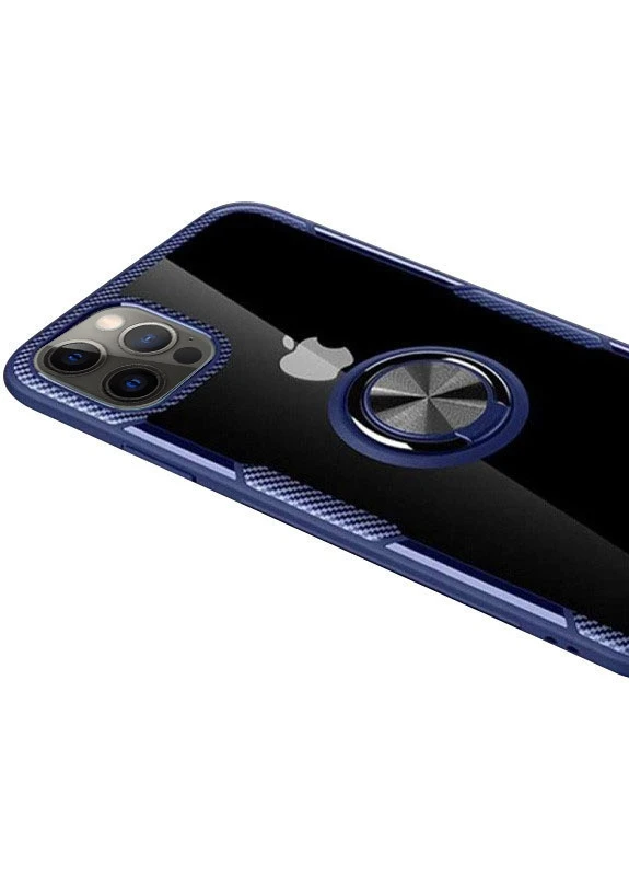 TPU + PC чохол CrystalRing for Magnet (opp) для Apple iPhone 12 Pro / 12 (6.1 ') Безбарвний / Синій (is_00000038426_2) Deen (229726759)