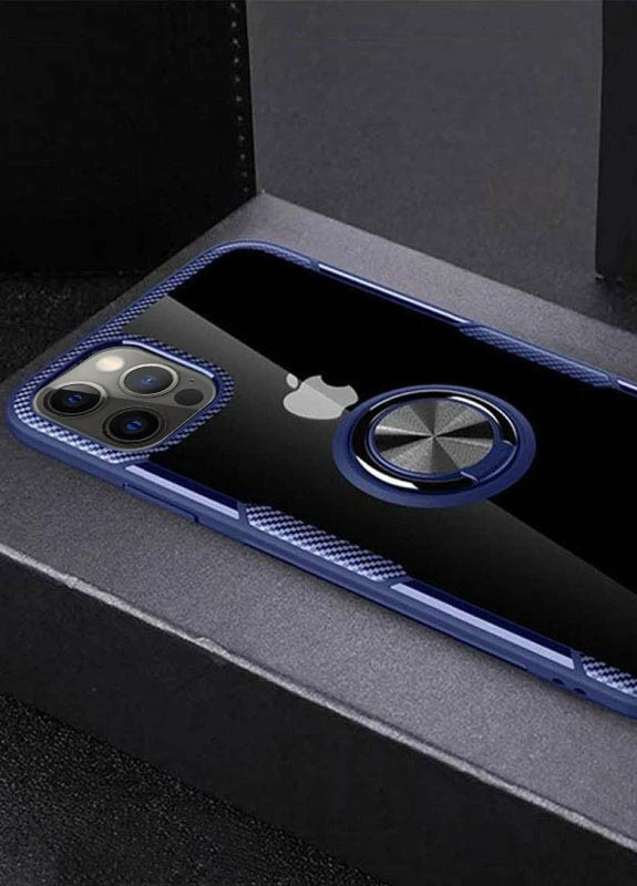 TPU + PC чохол CrystalRing for Magnet (opp) для Apple iPhone 12 Pro / 12 (6.1 ') Безбарвний / Синій (is_00000038426_2) Deen (229726759)
