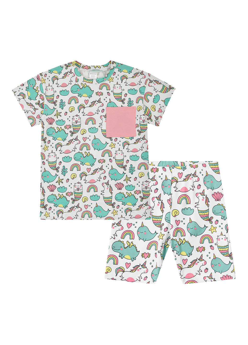 Білий літній комплект (футболка, шорти) Garnamama