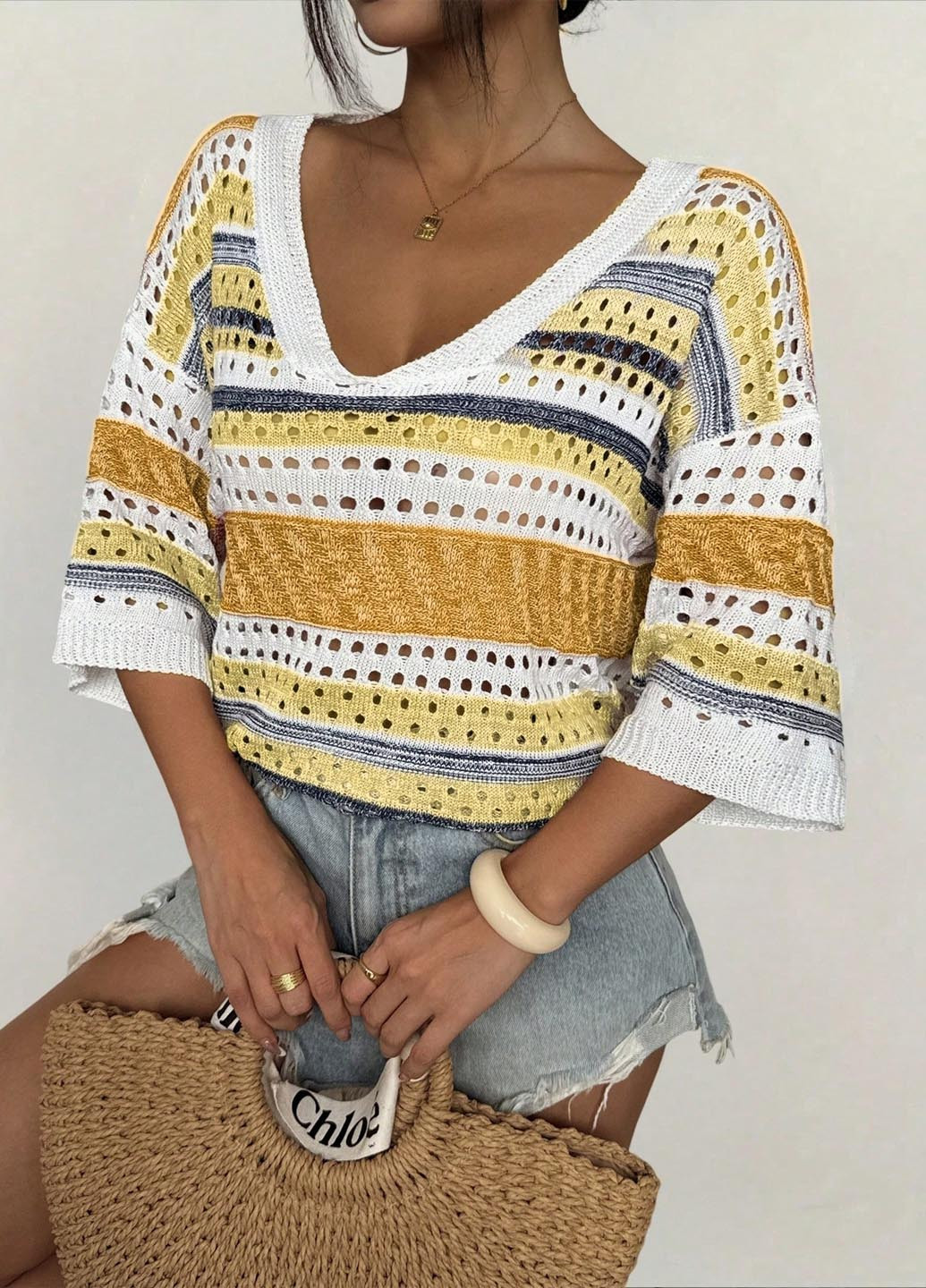 Комбінований демісезонний пуловер пуловер SHEIN