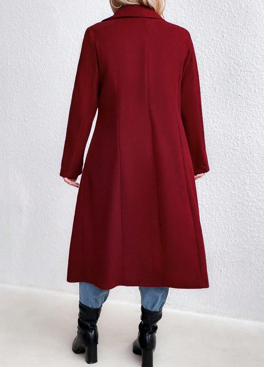 Бордовое демисезонное Пальто SHEIN