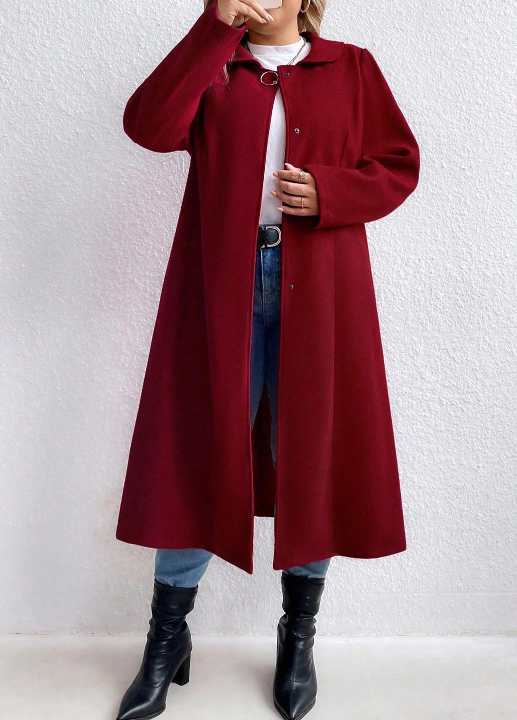 Бордовое демисезонное Пальто SHEIN