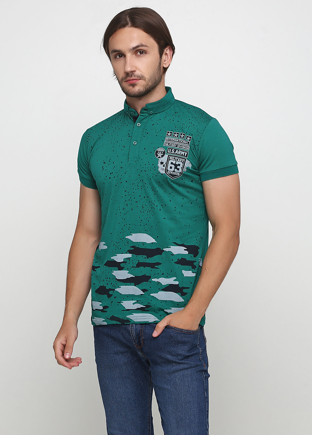 Зеленая футболка-поло для мужчин Golf с рисунком