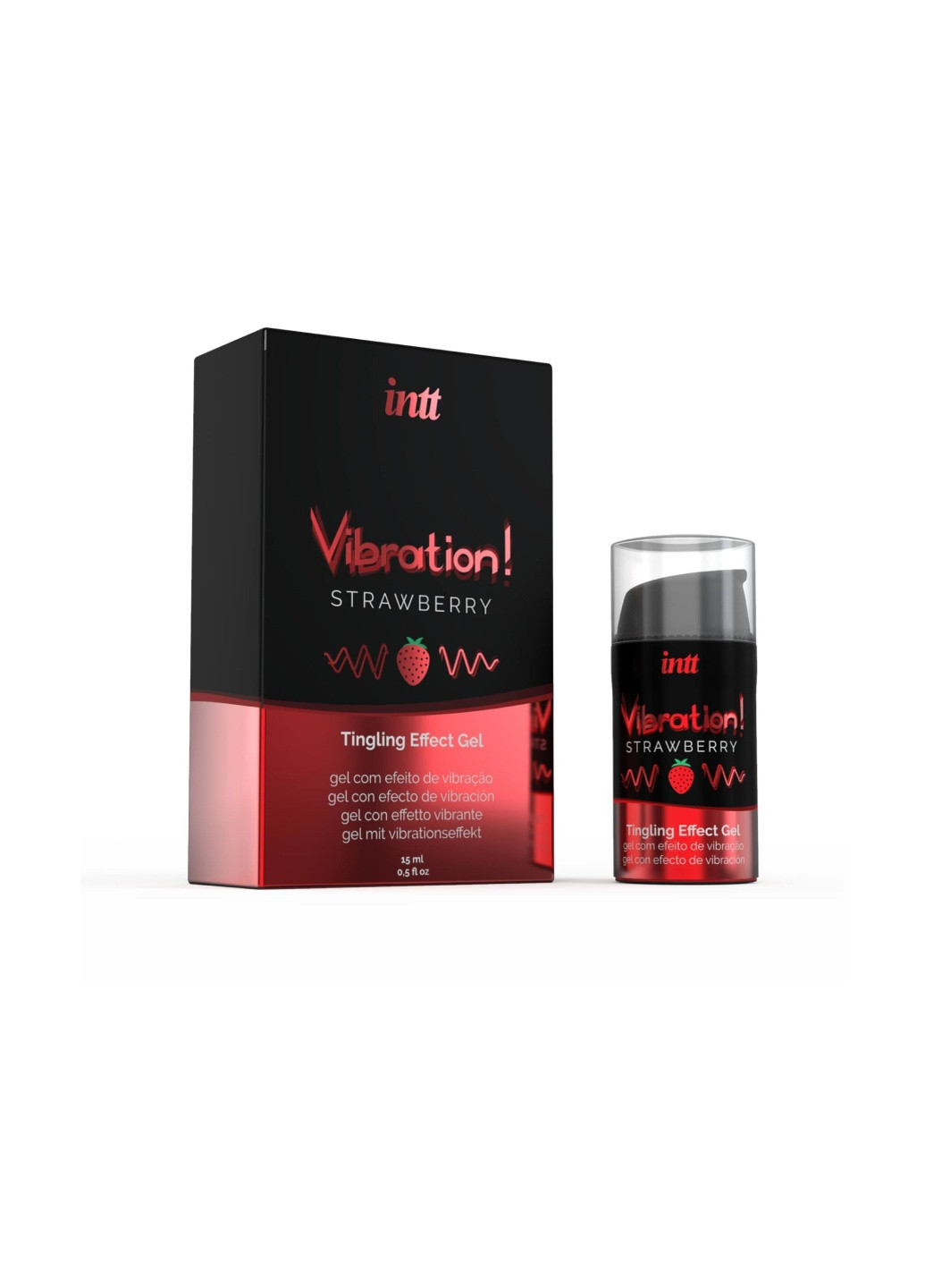 Жидкий вибратор Vibration Strawberry (15 мл), густой гель, очень вкусный, действует до 30 минут Intt (252564033)