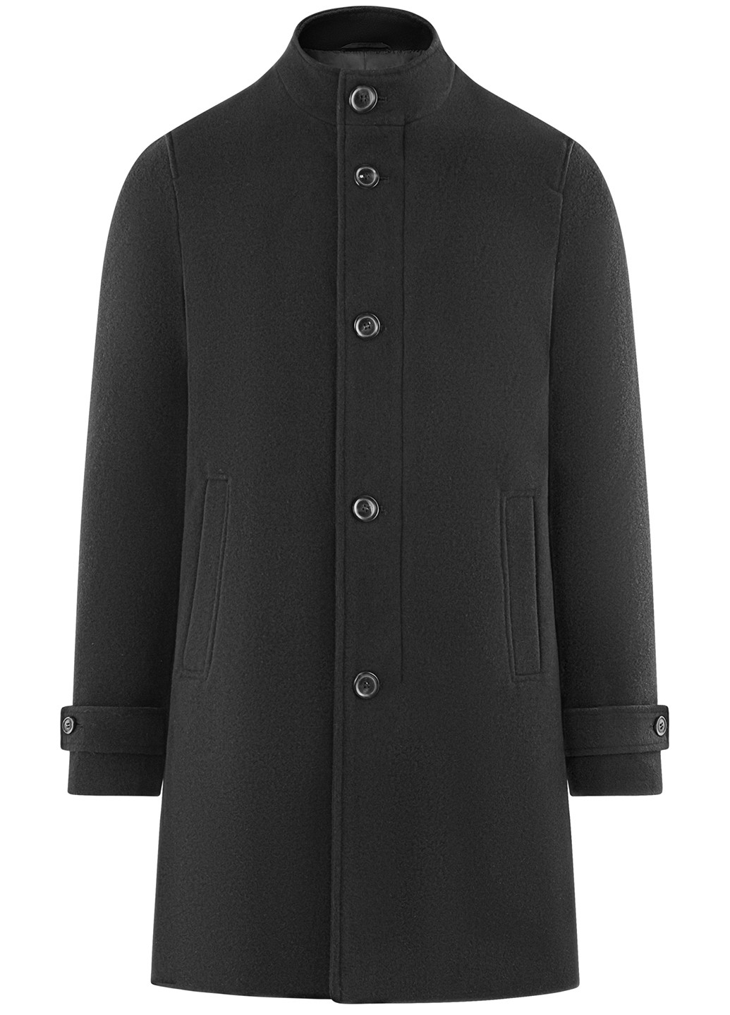 Черное демисезонное Пальто без капюшона Oodji