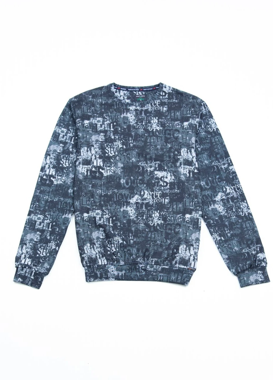 Чорний світшот чоловічий чорний m-xl Jean Piere напис (251839491)