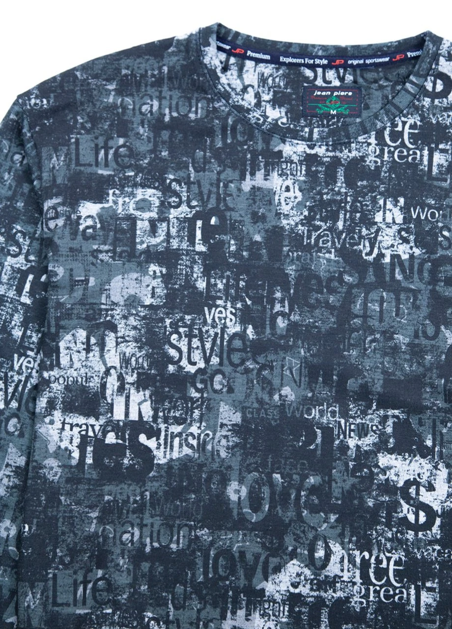 Чорний світшот чоловічий чорний m-xl Jean Piere напис (251839491)