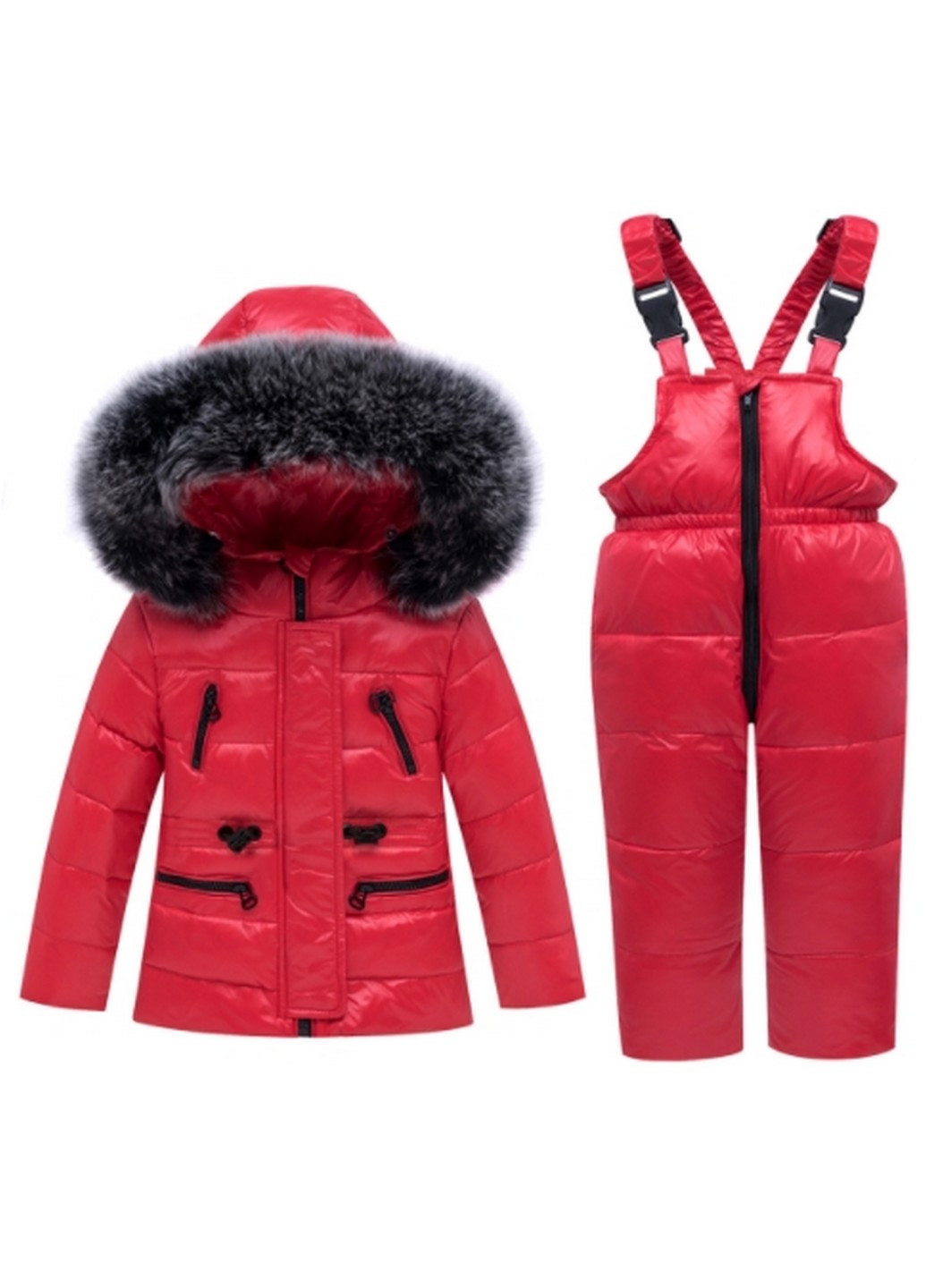 Красный комплект пуховый куртка и комбинезон DobraMAMA