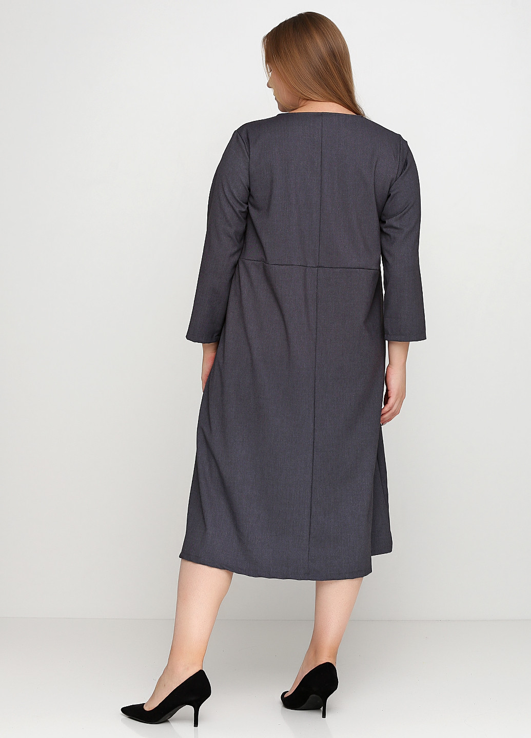Темно-серое кэжуал платье 159 С меланжевое