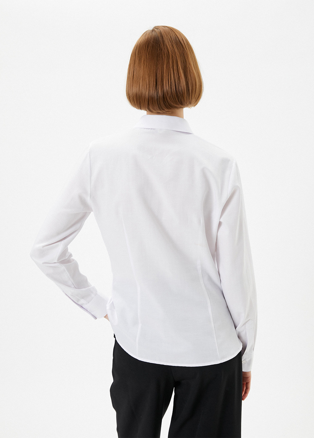 Белая классическая, кэжуал рубашка однотонная KOTON