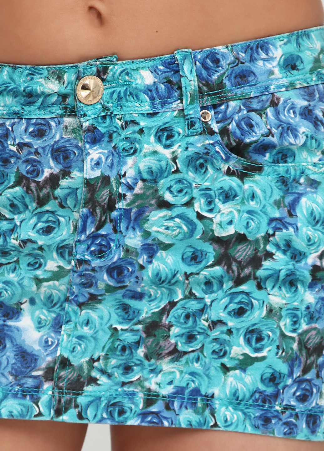 Голубая кэжуал цветочной расцветки юбка Moon Girl мини