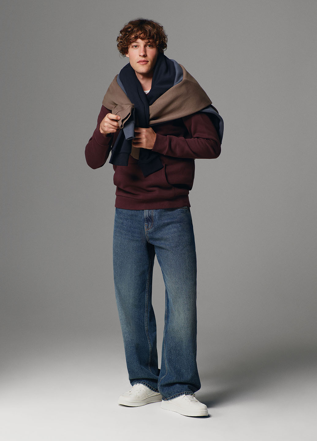 Синие демисезонные прямые, свободные джинсы Colin's