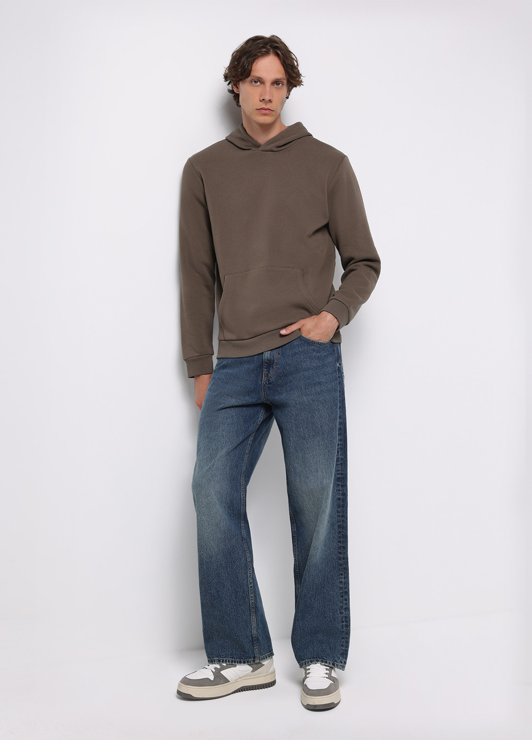 Синие демисезонные прямые, свободные джинсы Colin's