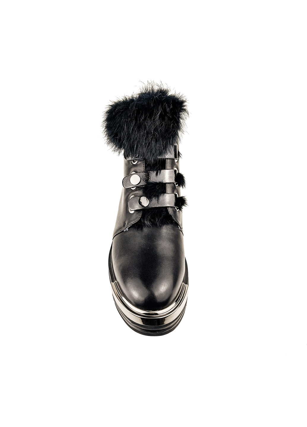 Зимние ботинки женские утепленные мехом зимние черные на платформе Brocoli