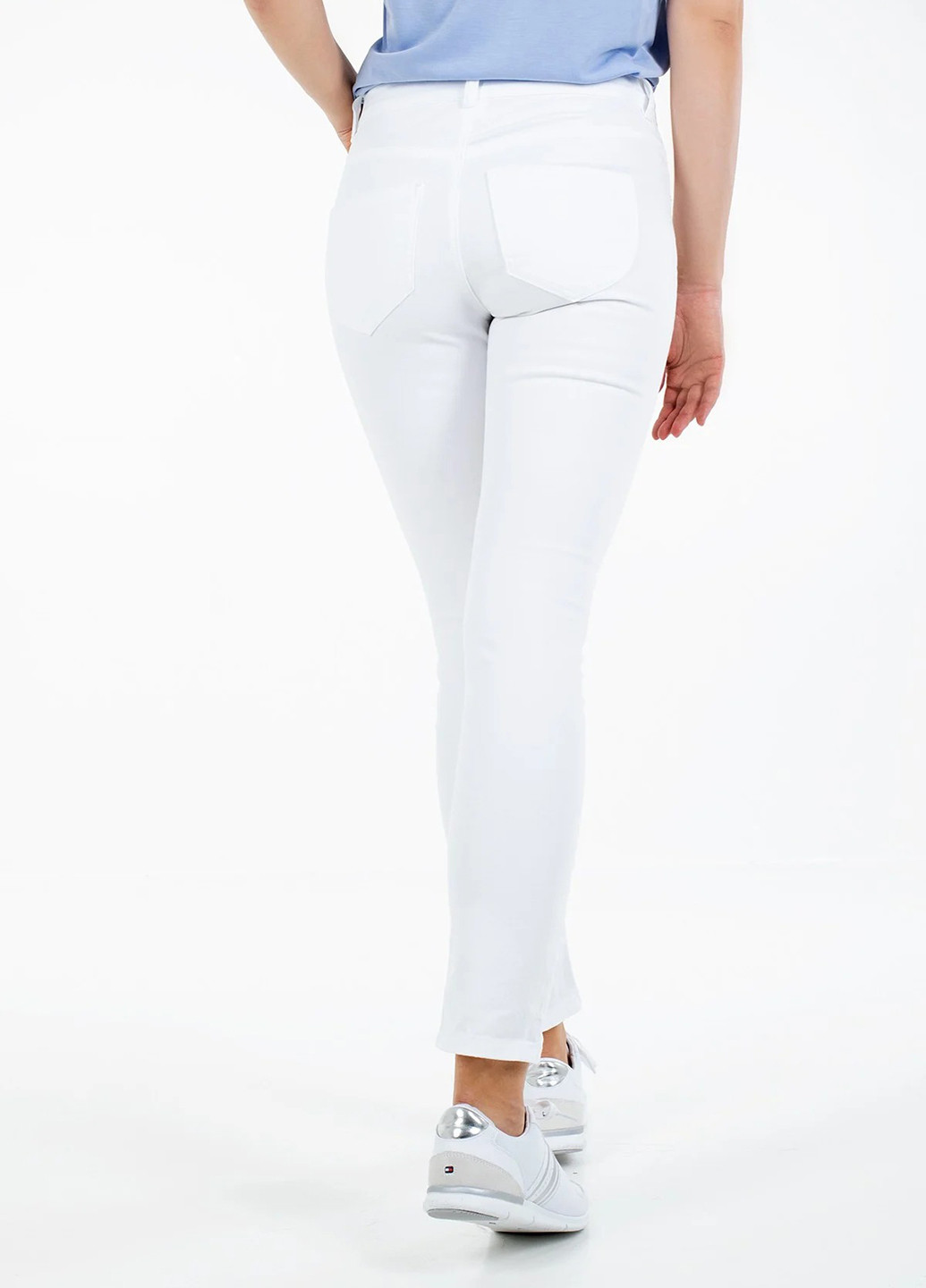 Белые джинсовые демисезонные укороченные, зауженные брюки Tom Tailor