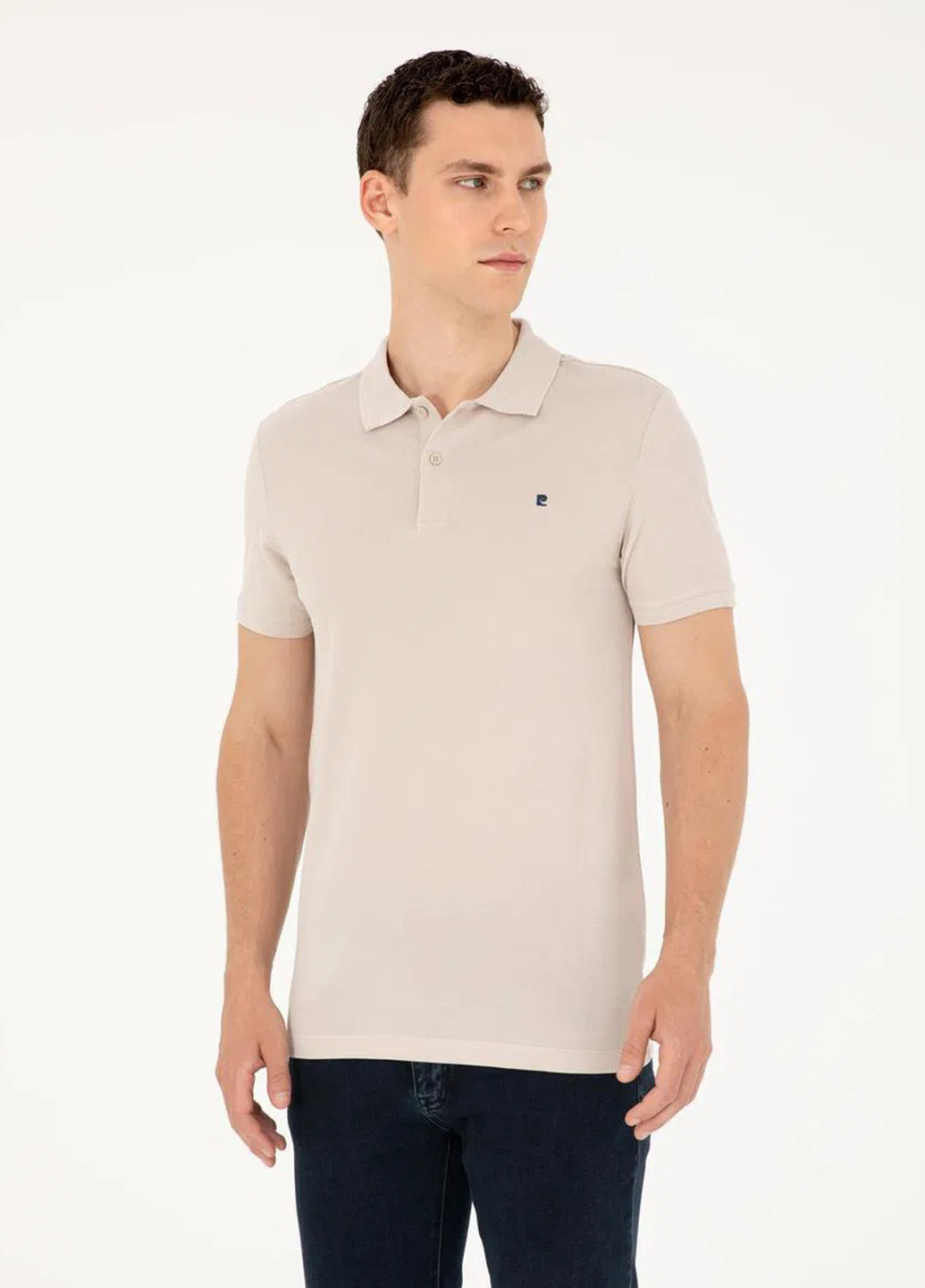 Бежевая футболка-поло для мужчин Pierre Cardin однотонная