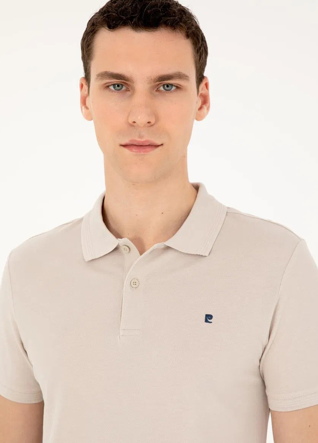 Бежевая футболка-поло для мужчин Pierre Cardin однотонная