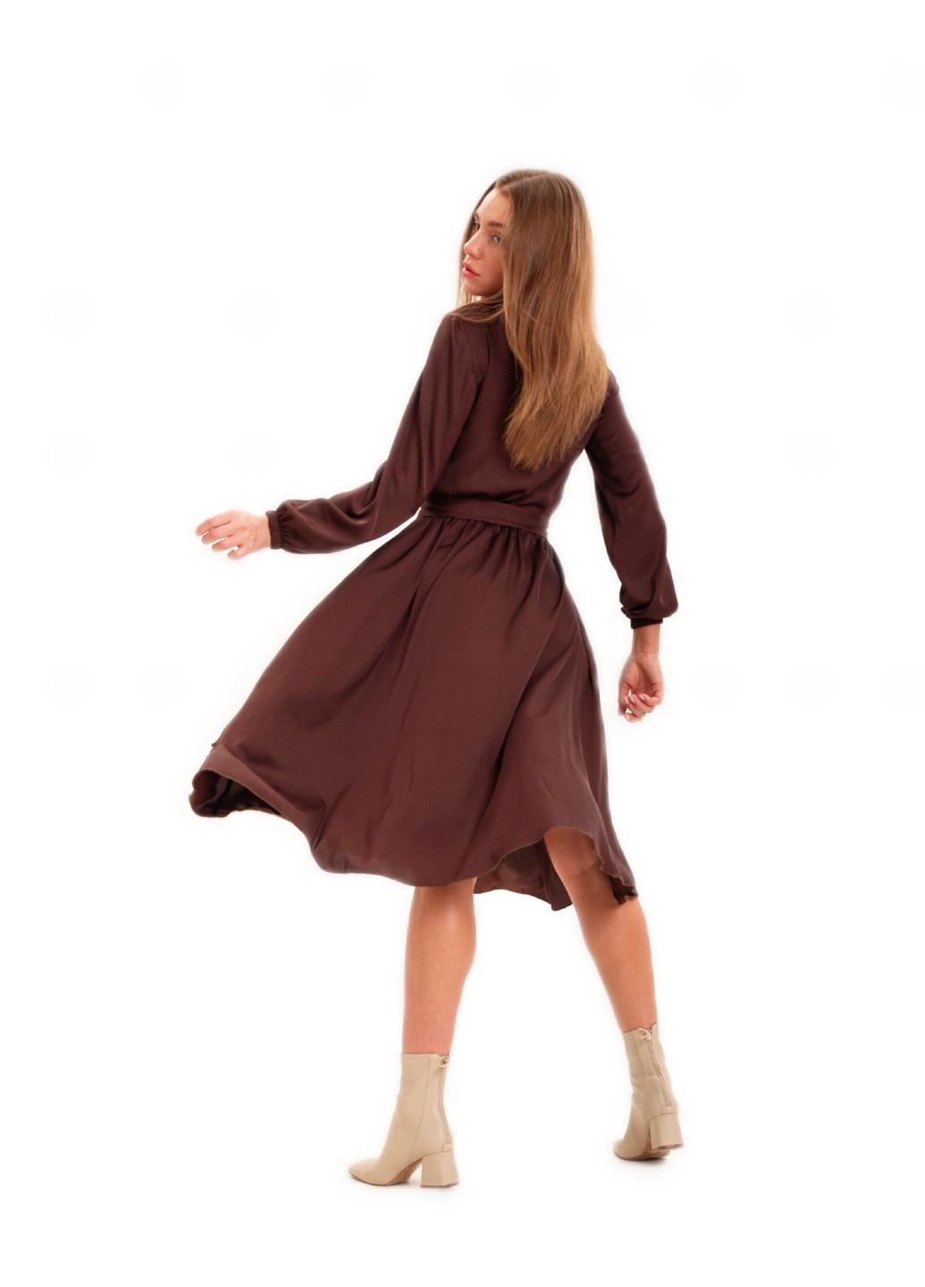 Коричневое вечернее платье женское "sono" коричневое Шо Вдягти однотонное