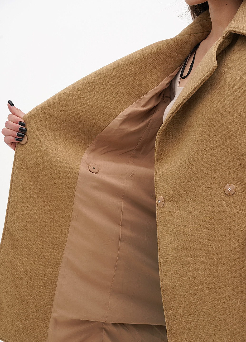 Темно-бежевое демисезонное Пальто двубортное H&M