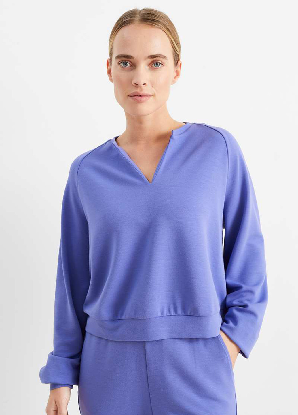 Бузковий світшот C&A однотонний без декору (330104304)