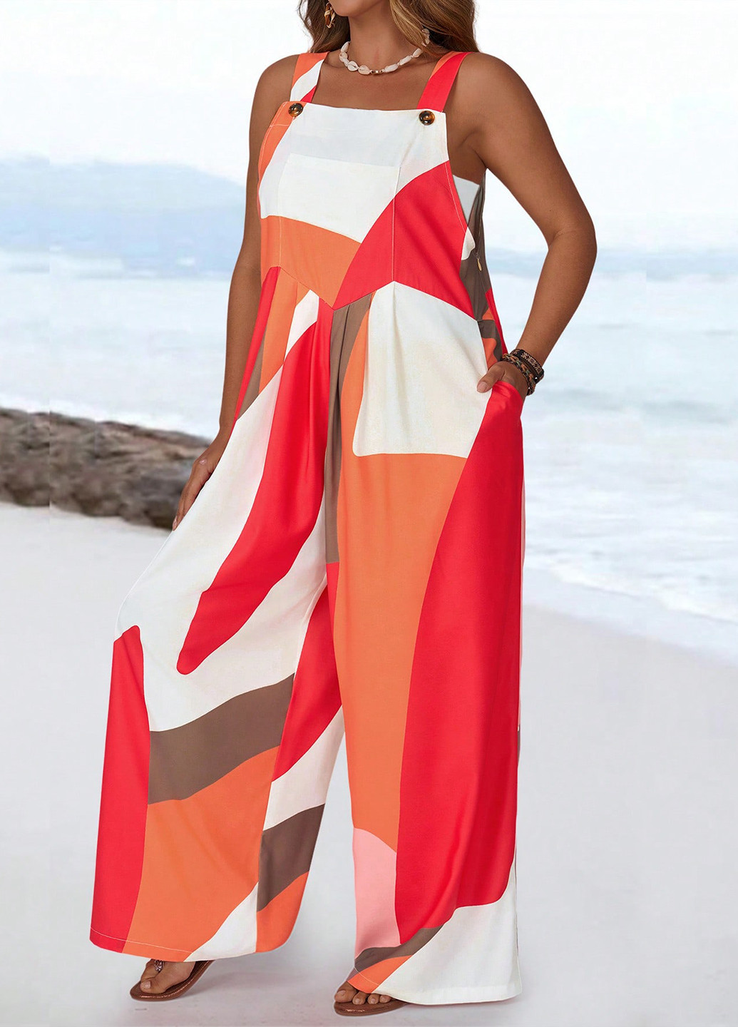 Комбинезон SHEIN комбинезон-брюки колор блок комбинированный кэжуал полиэстер