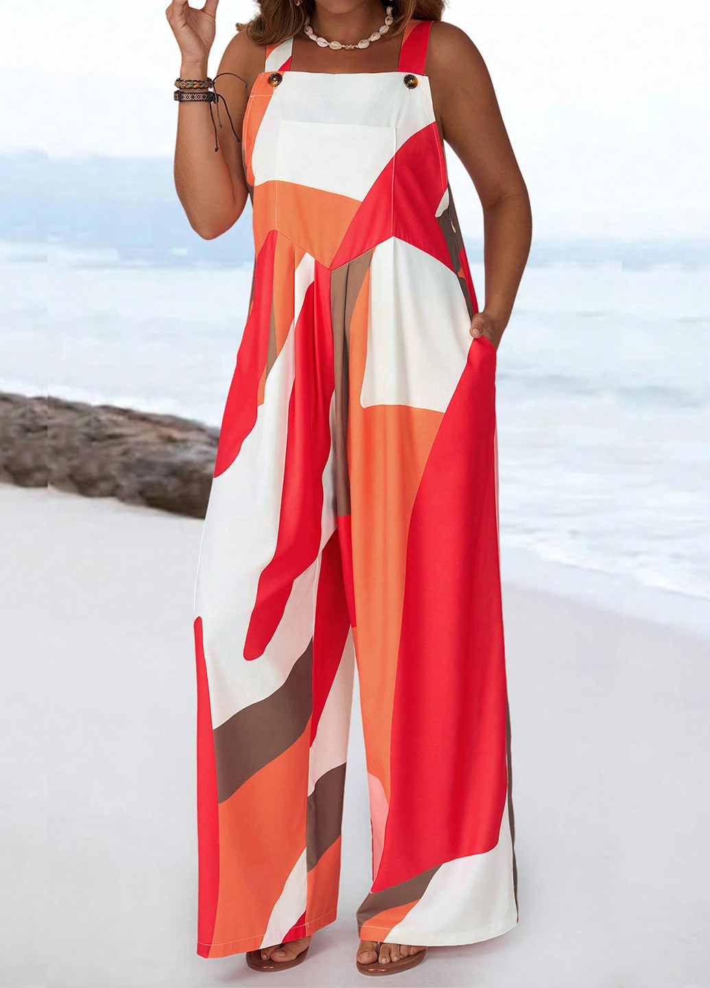 Комбинезон SHEIN комбинезон-брюки колор блок комбинированный кэжуал полиэстер