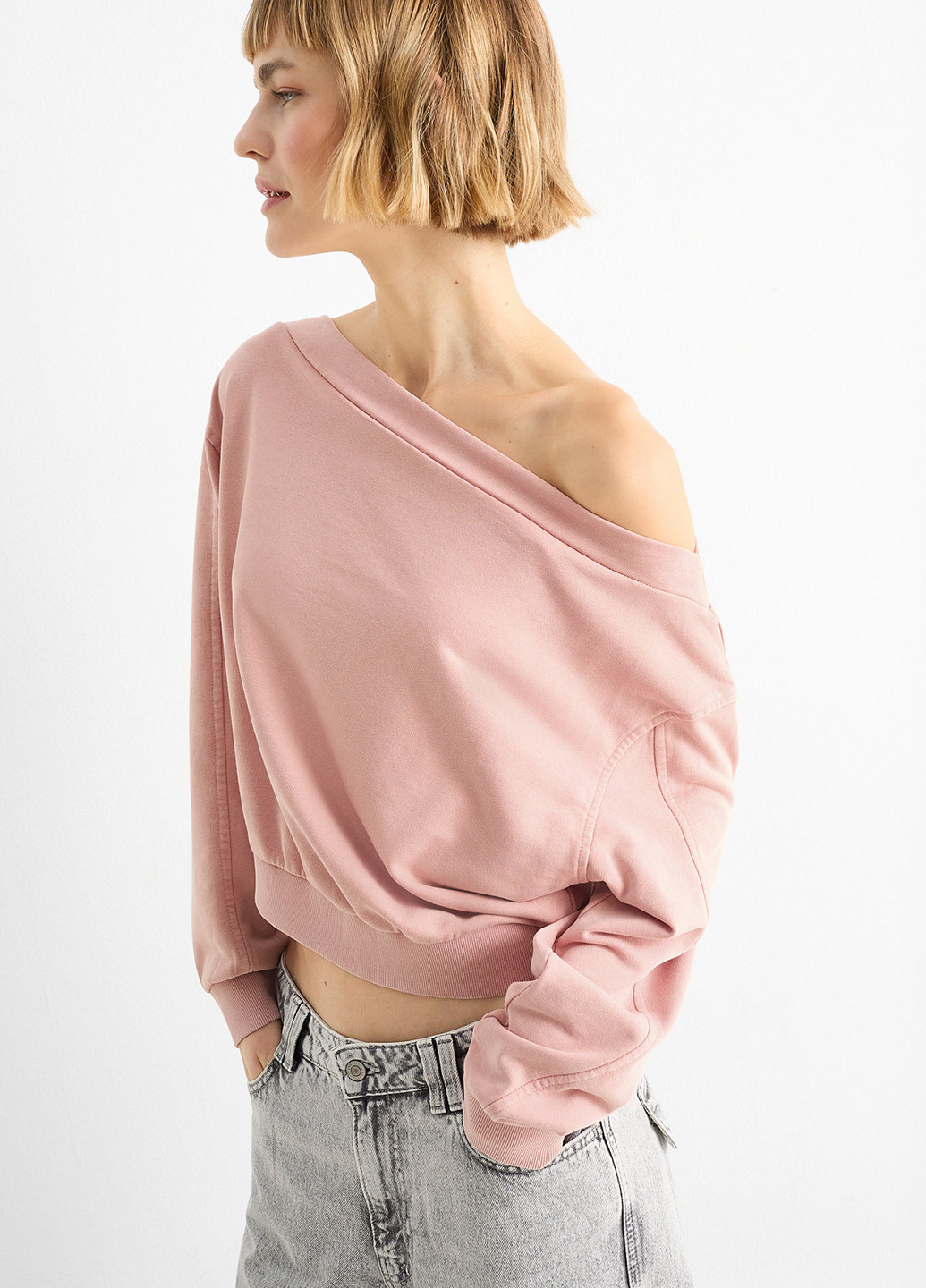 Світло-рожевий світшот C&A однотонний без декору (362157918)