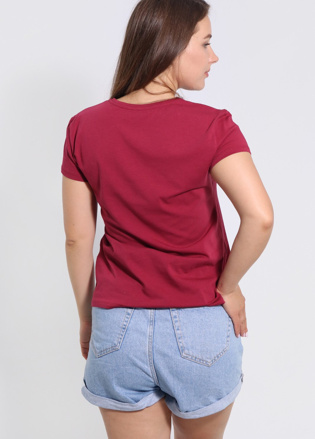 Бордовая летняя футболка с коротким рукавом NEL