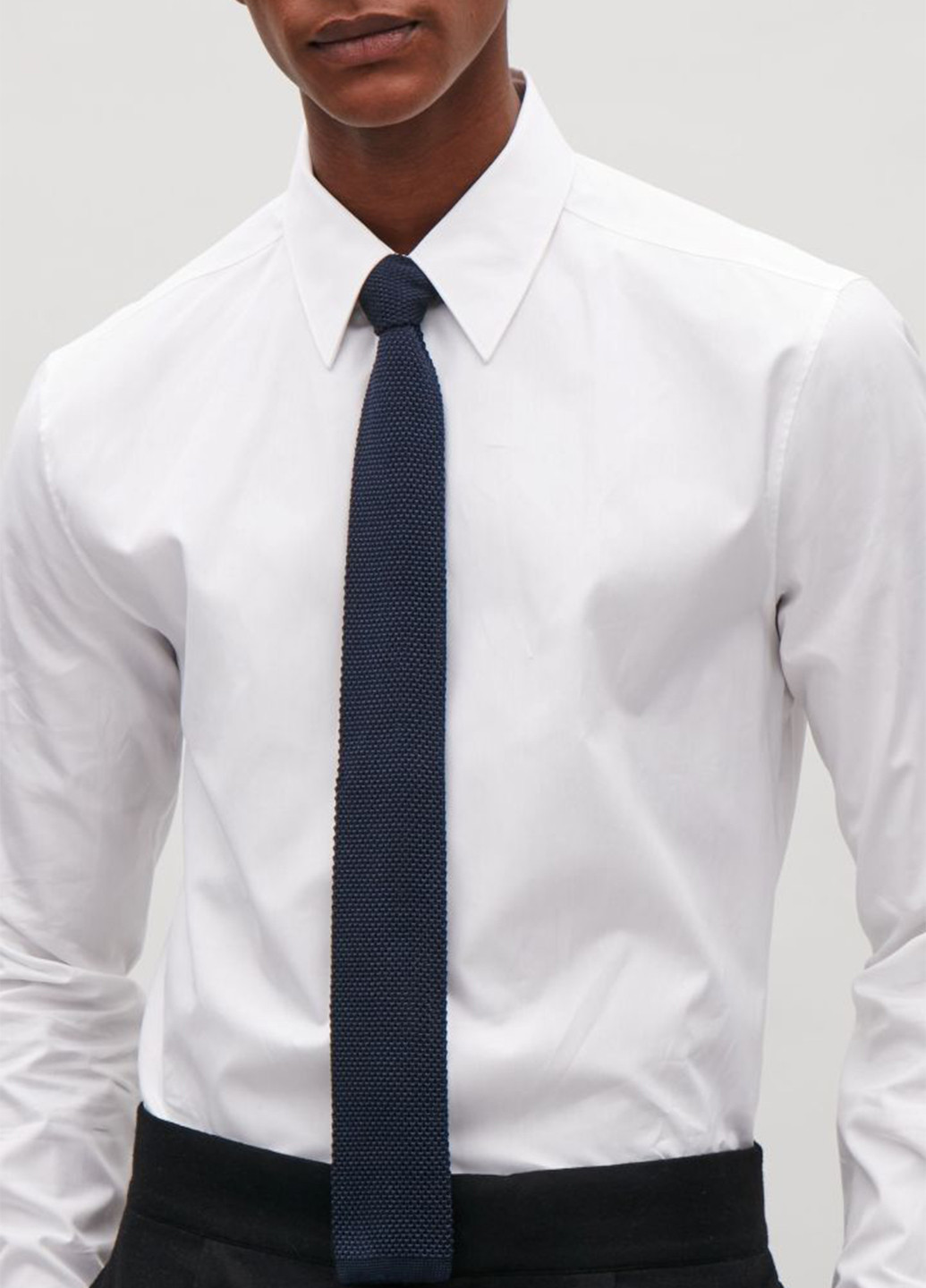 Краватка Cos стандартний однотонна темно-синя шовк