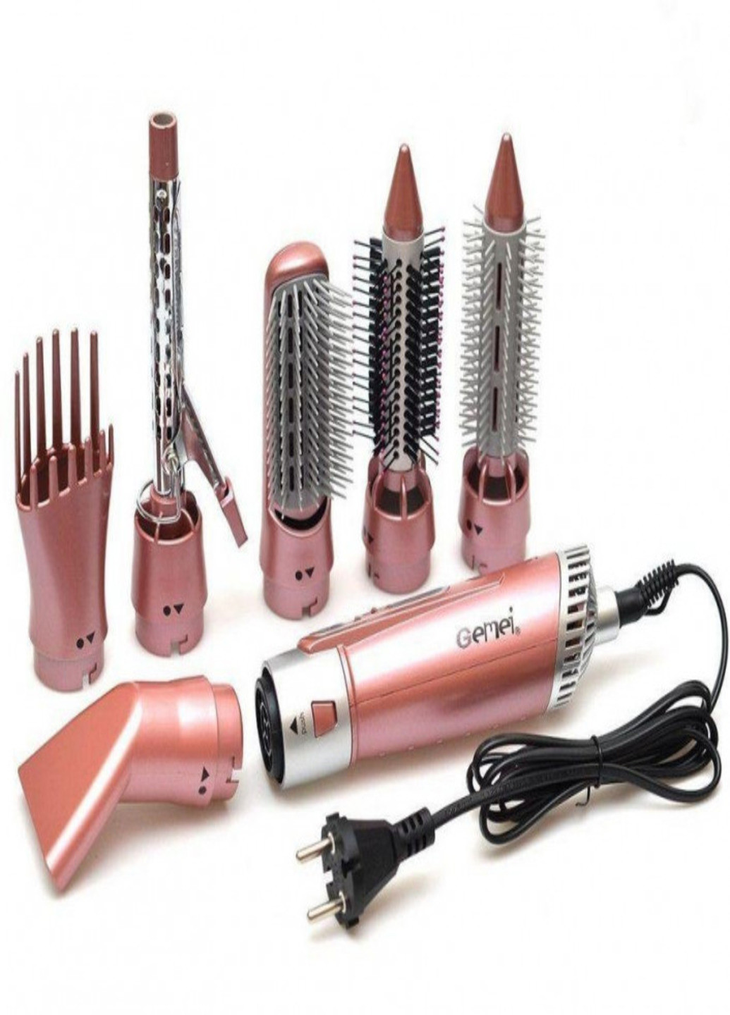 Фен электрична щітка стайлер для сушки та укладання волосся з насадками 7 в 1 GM 4831 Gemei (253771965)