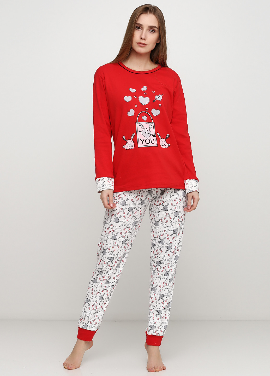 Красная всесезон пижама (лонгслив, брюки) лонгслив + брюки Rinda Pijama