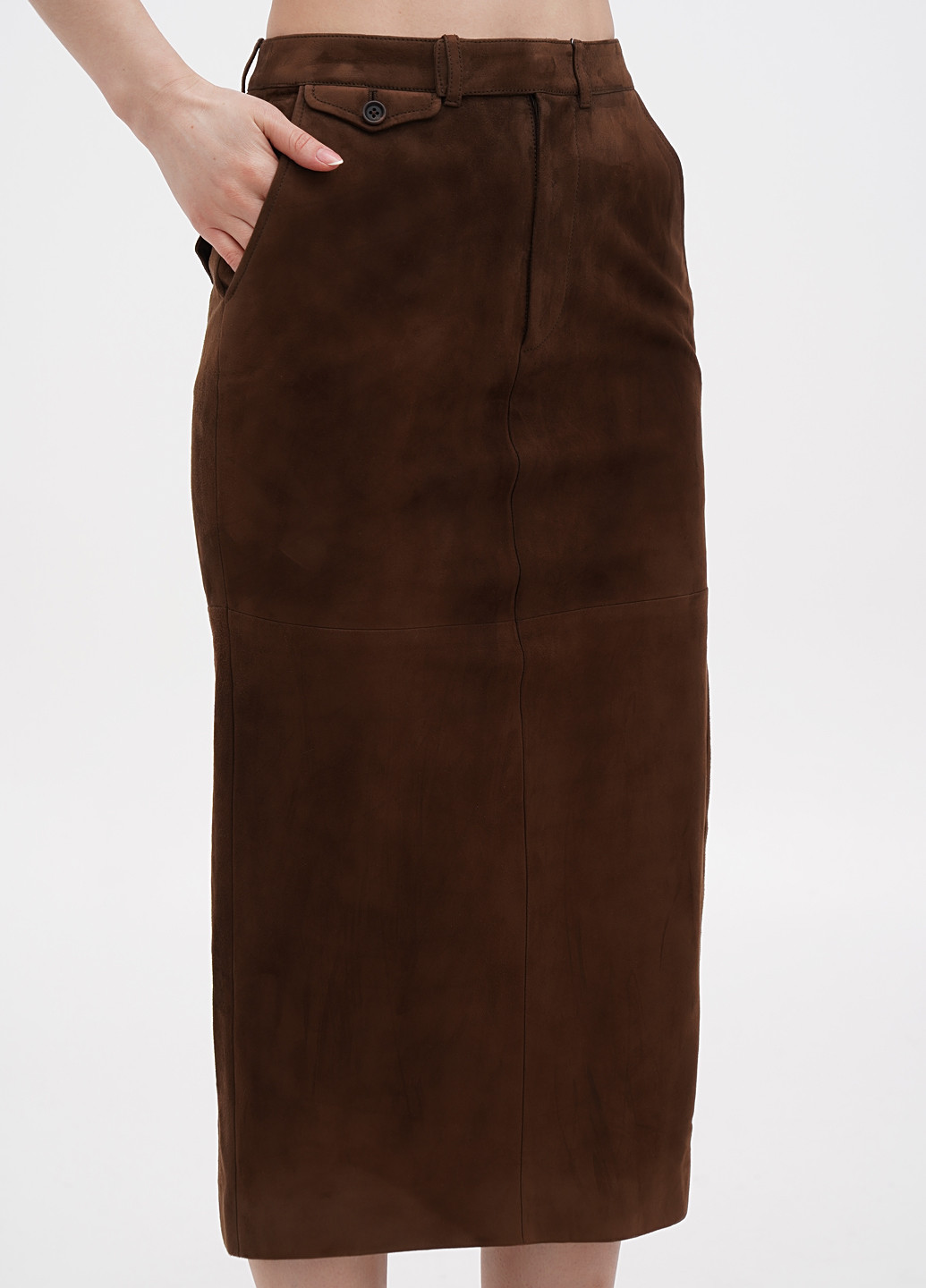 Коричневая кэжуал однотонная юбка Ralph Lauren карандаш