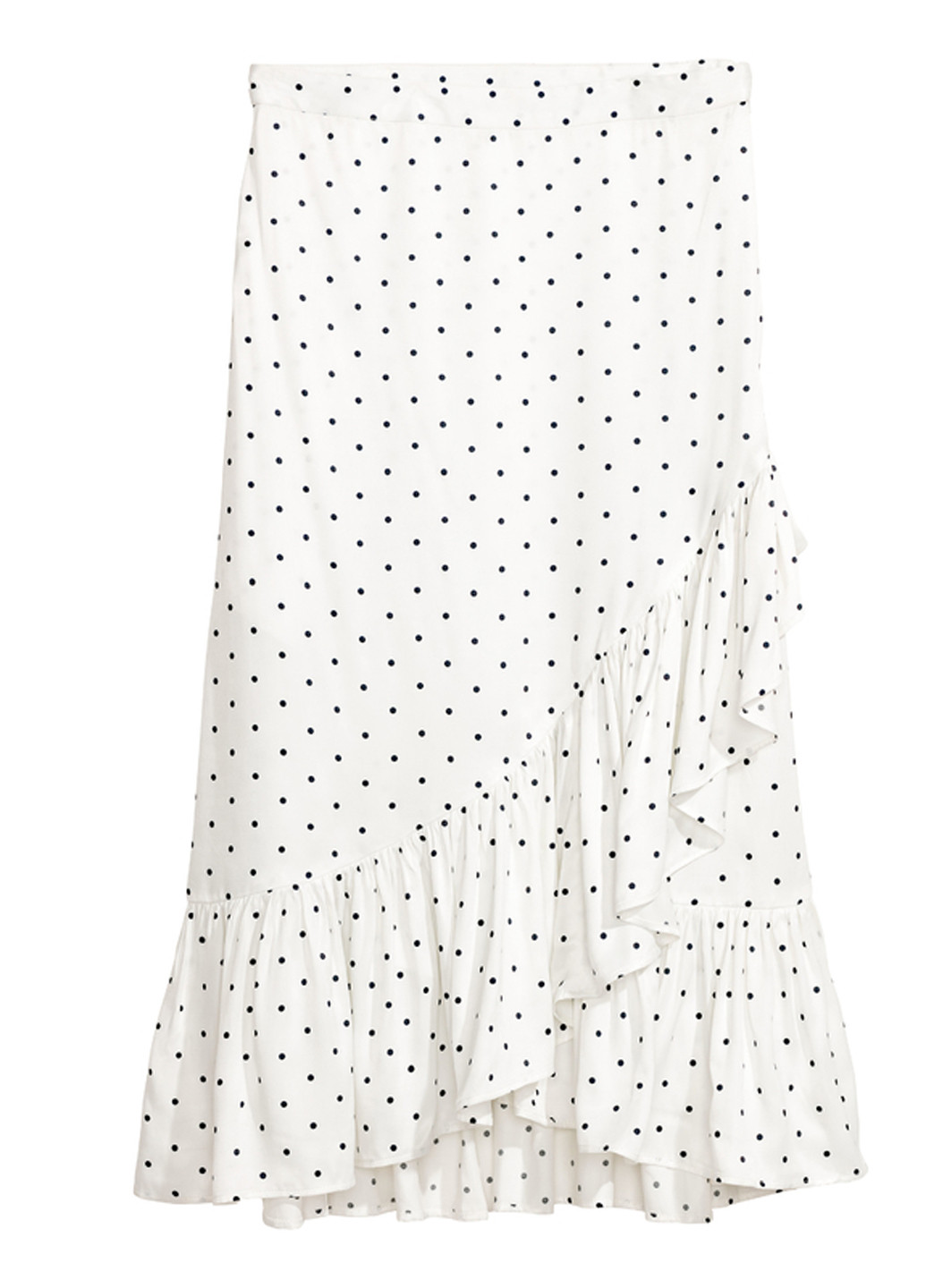 Белая кэжуал в горошек юбка H&M миди
