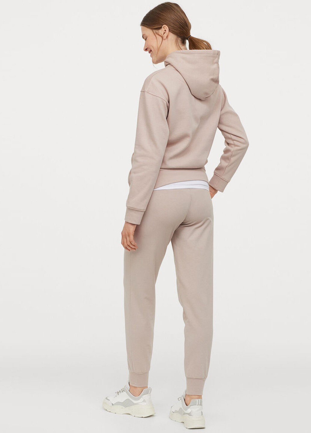 Штани для вагітних H&M джогери однотонні світло бежеві кежуали бавовна