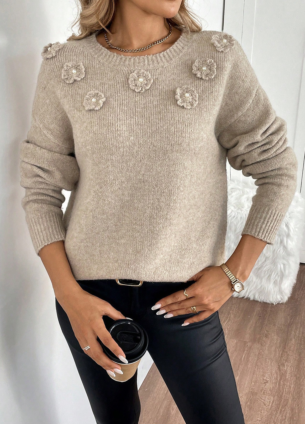 Темно-бежевый демисезонный джемпер джемпер SHEIN