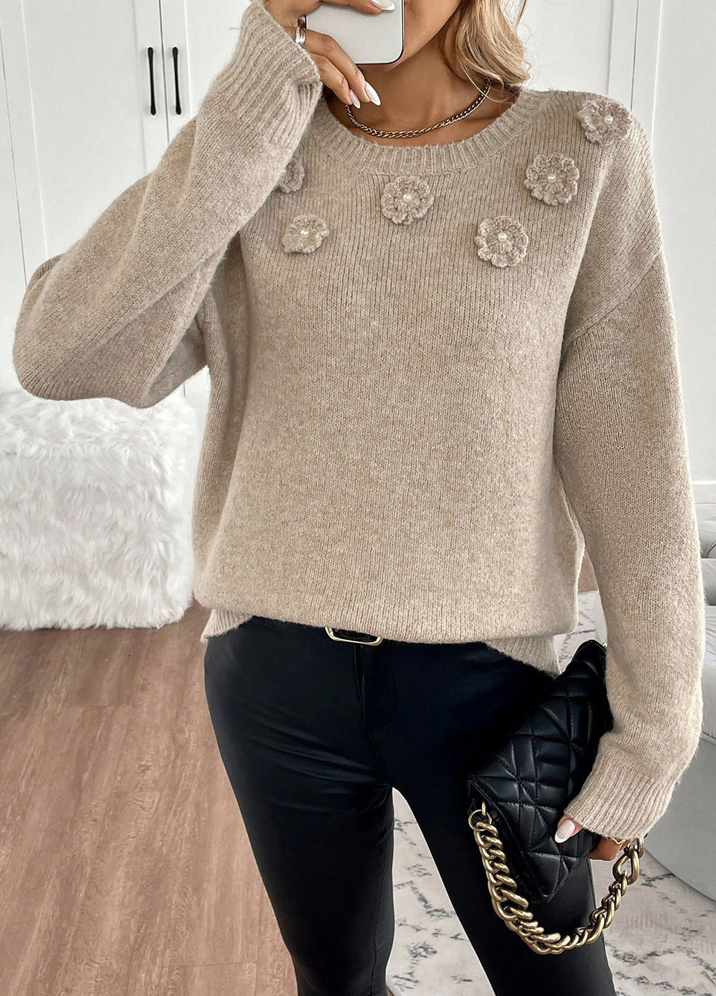 Темно-бежевый демисезонный джемпер джемпер SHEIN