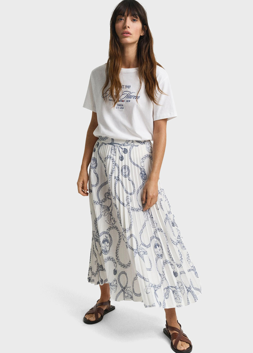 Белая кэжуал с геометрическим узором юбка Gant плиссе