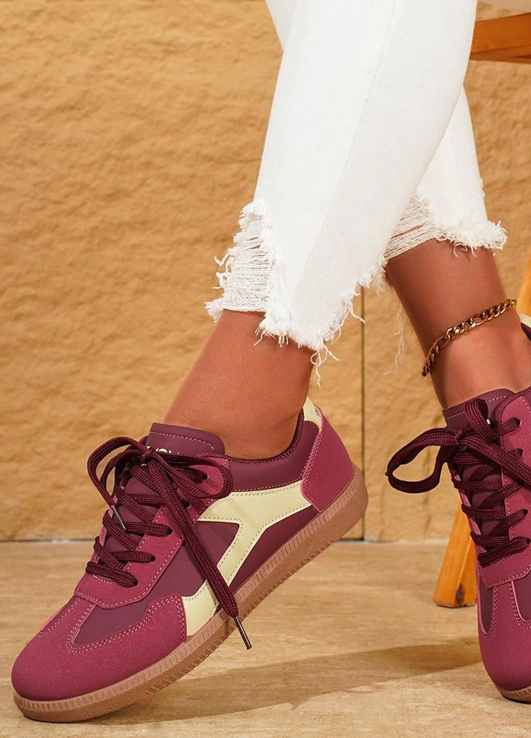 Кроссовки SHEIN бордовые демисезоны (332110982)