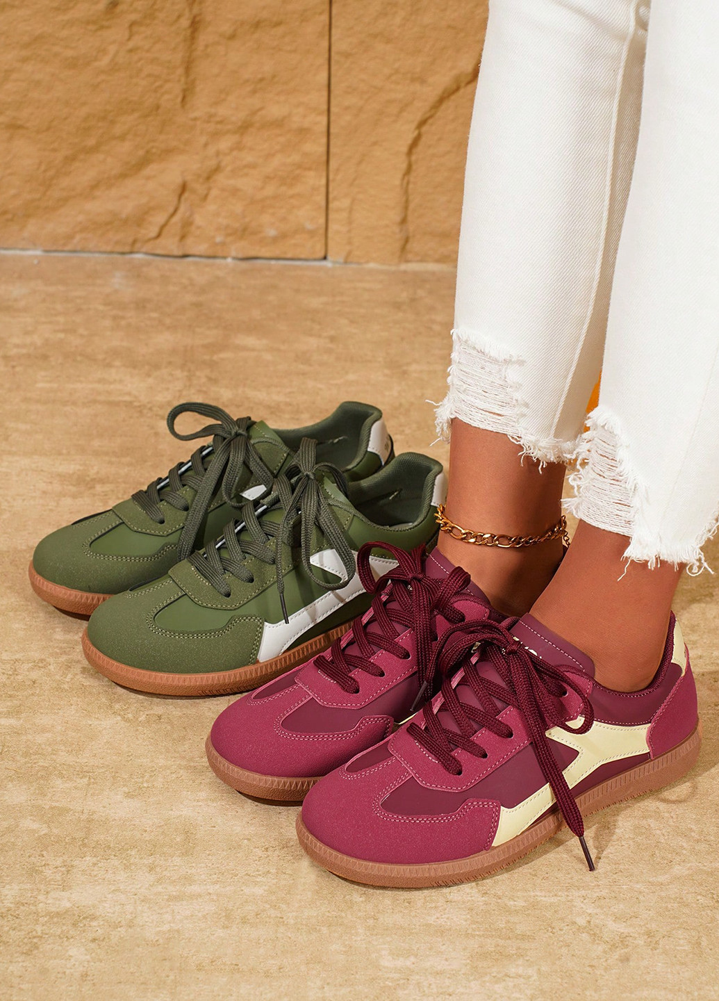 Кроссовки SHEIN бордовые демисезоны (332110982)