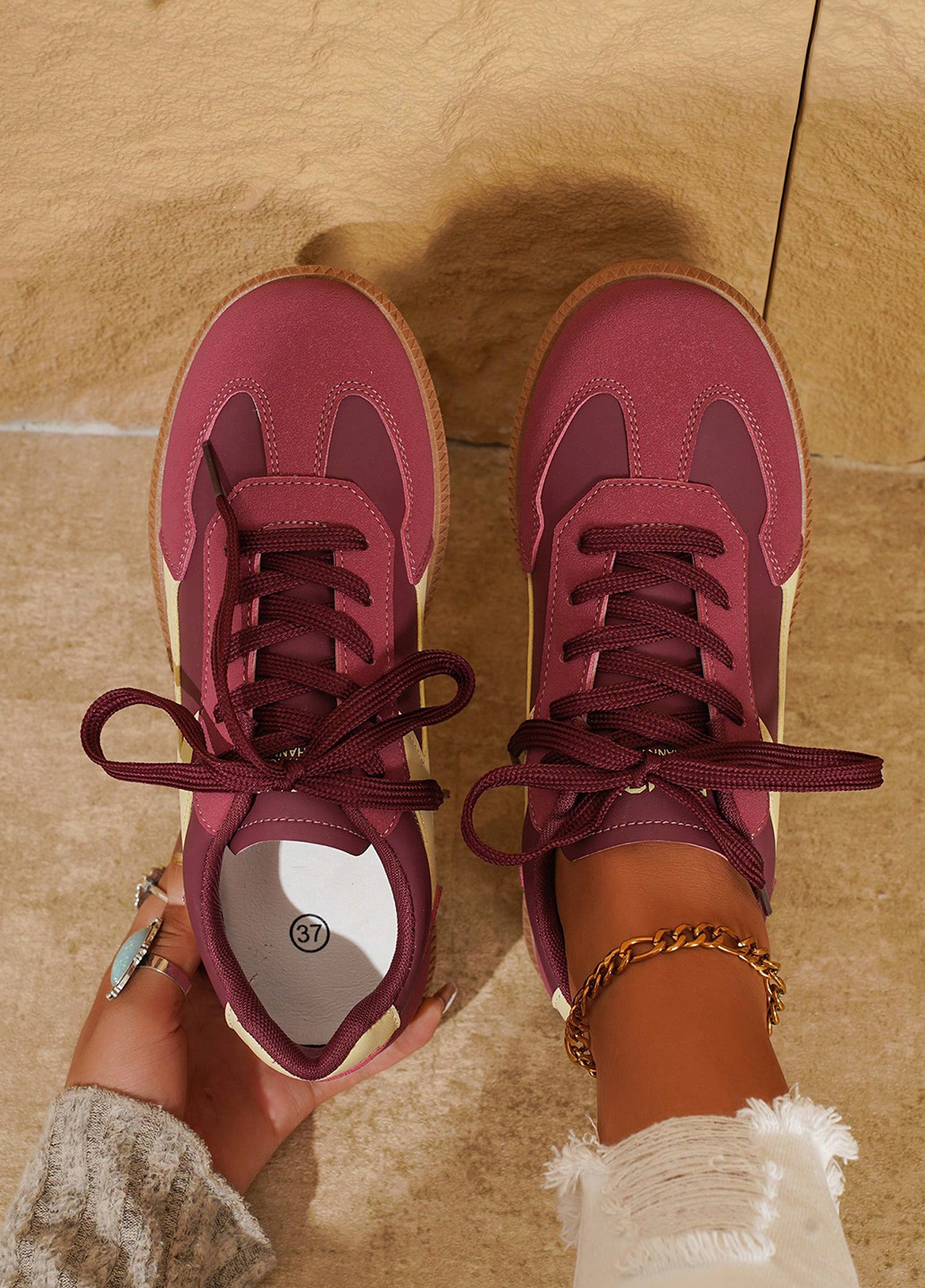 Кроссовки SHEIN бордовые демисезоны (332110982)