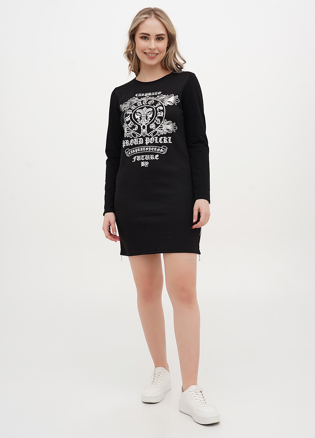 Черное кэжуал платье Radda с рисунком