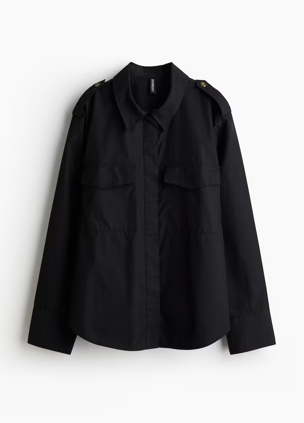 Черная кэжуал рубашка однотонная H&M