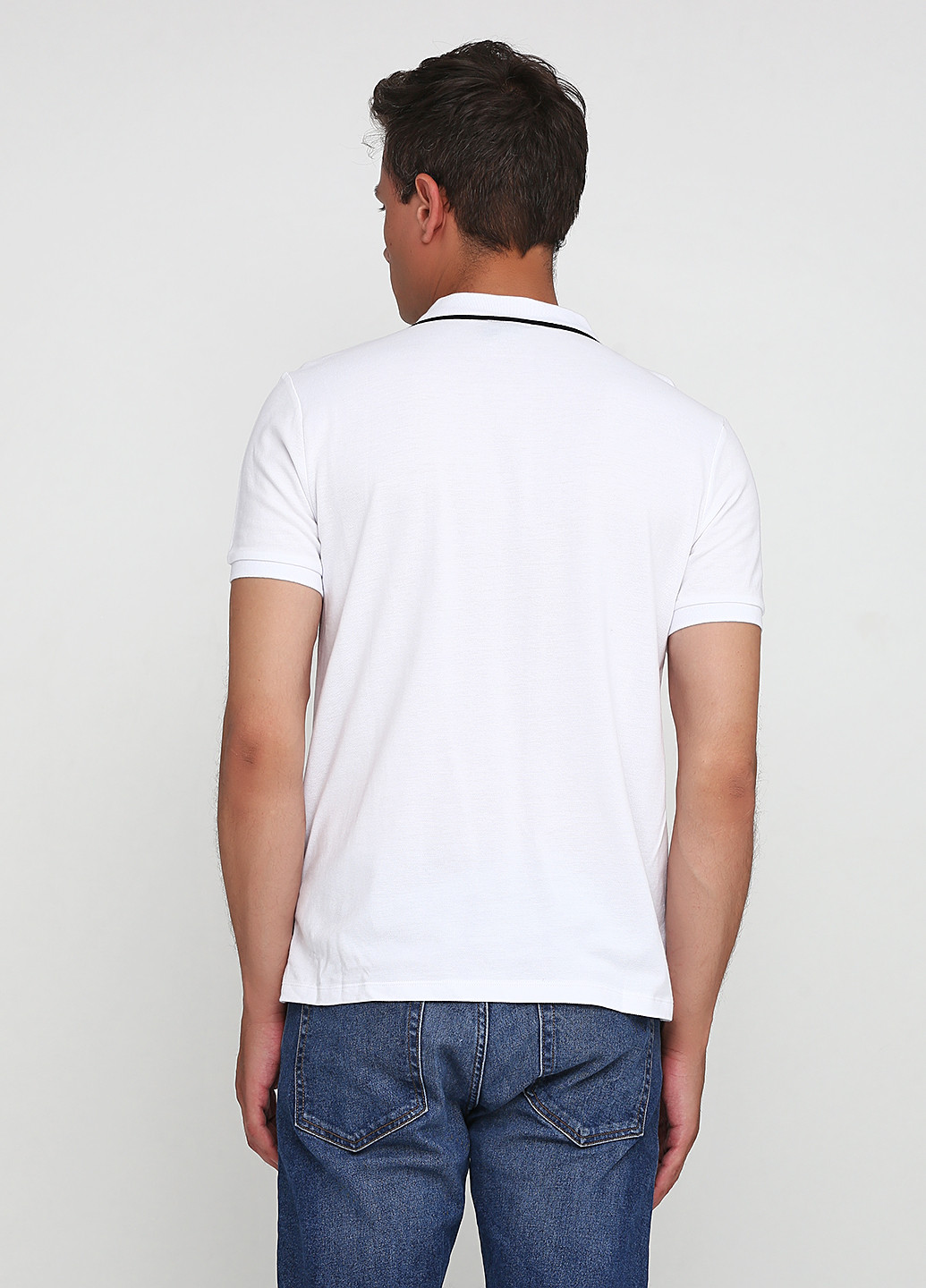 Белая футболка-поло для мужчин H&M с логотипом