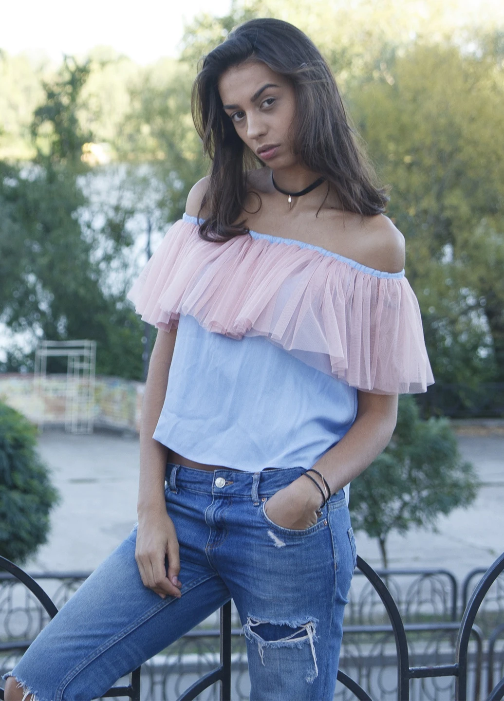 Топ Тю-Тю! С открытыми плечами и рюшами (254698731)