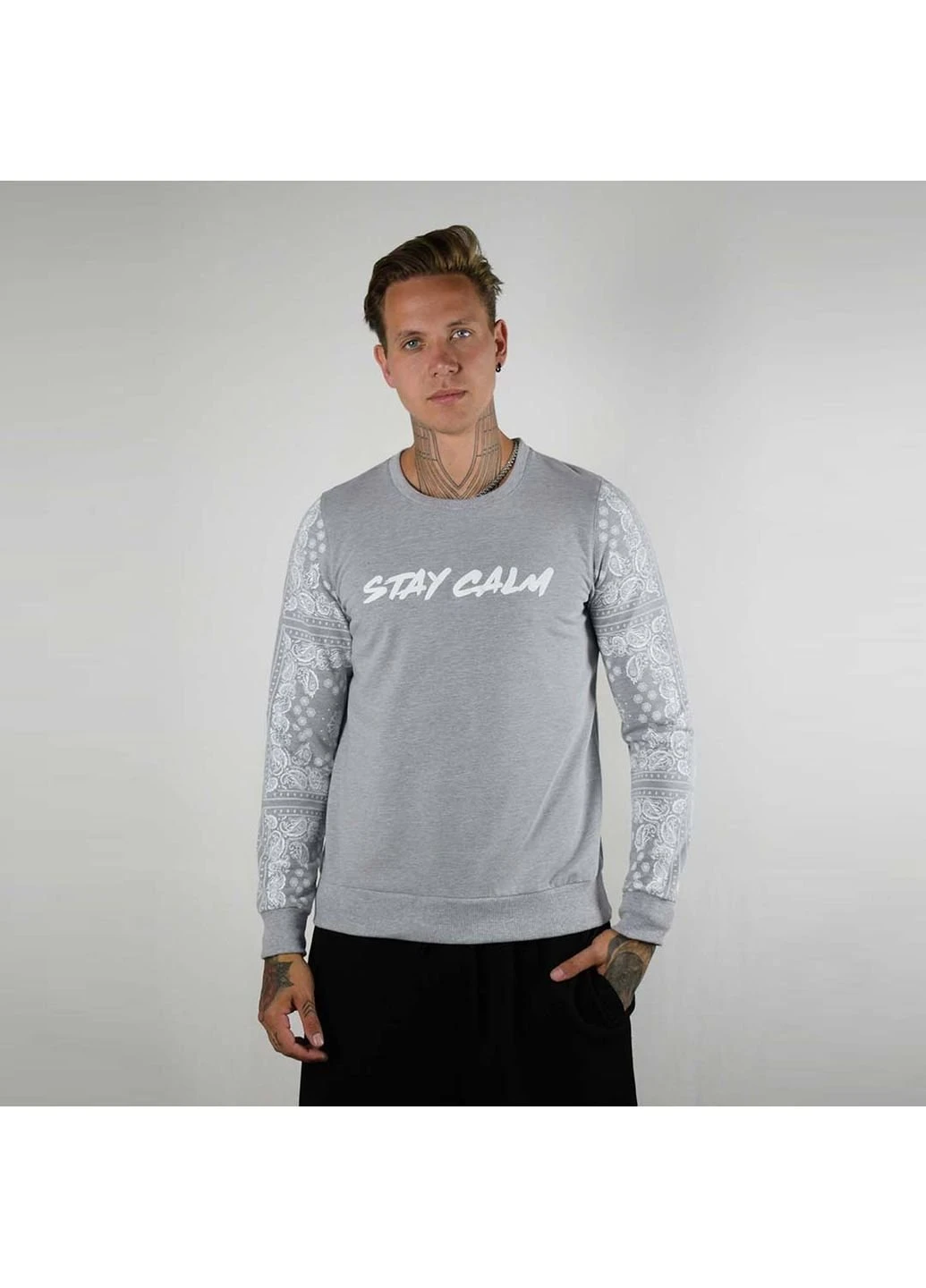 Серая футболка мужская stay calm, серый (меланж) Power