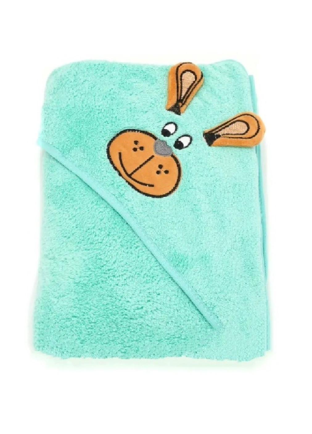Unbranded полотенце с капюшоном пончо детское банное плед уголок конверт для купания 90х90 см (473224-prob) бирюзовый однотонный бирюзовый производство -