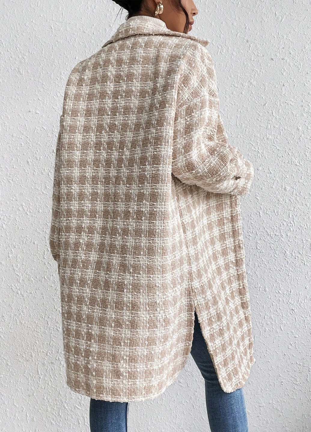 Бежеве демісезонне Пальто пальто-сорочка SHEIN